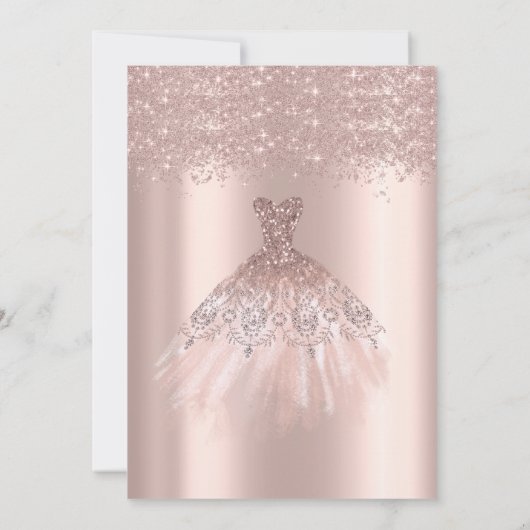 Koel glitterstof, jurk roze goud zoete 16 kaart (Achterkant)