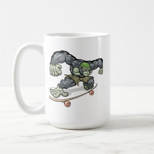 Koel Gorilla Skateboarder Vector Kunst Koffiemok (Links)