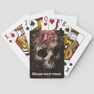Koel-gotisch afbeelding van een schedel en roze ro pokerkaarten