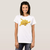 Koel Goud Abstracte Kubussen Mode Kunst T-shirt (Voorkant volledig)