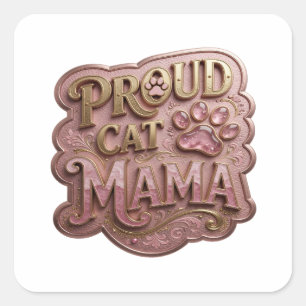 Koel Goud TROTS KATTENMOEDER Sticker Afdruk