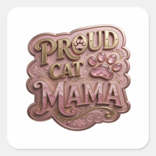 Koel Goud TROTS KATTENMOEDER Sticker Afdruk (Voorkant)