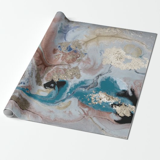 Koel Gouden Marmer Textuur Cadeaupapier (Uitgerold)
