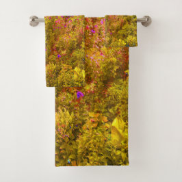 Koel gouden panoramisch tuin bloemen uitzicht bad handdoek