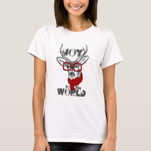 Koel grappige hertenschets "Vreugde aan de Wereld" T-shirt