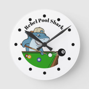 Koel grappige opstandige poolhaai muurklokken ronde klok