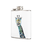 Koel grappige trendy giraffe met bril, oortelefoon heupfles (Links)