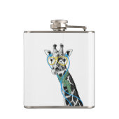Koel grappige trendy giraffe met bril, oortelefoon heupfles (Achterkant)