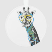 Koel grappige trendy giraffe met bril, oortelefoon ornament (achterkant)