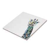 Koel grappige trendy giraffe met bril, oortelefoon tegeltje (Zijkant)
