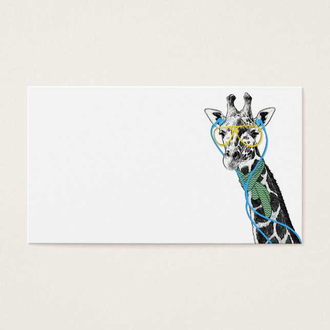 Koel grappige trendy giraffe met bril, oortelefoon visitekaartjes (Voorkant)