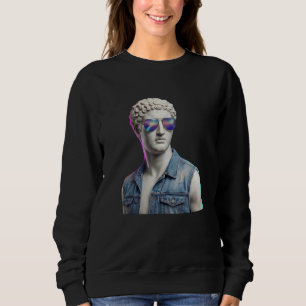 Koel Grieks standbeeld met zonnebril & denim vest Trui