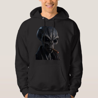 Koel Grijs Alien die sigaar rookt - Stoute Jongen Hoodie