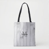 Koel grijs bamboe houten print Monogram Tote Bag (Voorkant)