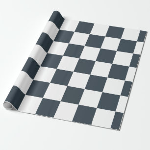 Koel Grijs Blauw Wit Geruit – Modern Stijlvol Cadeaupapier