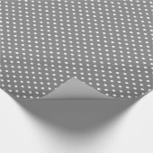 Koel grijs en wit polkadots patroon cadeaupapier (Hoek)