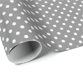 Koel grijs en wit polkadots patroon cadeaupapier (Rol Hoek)
