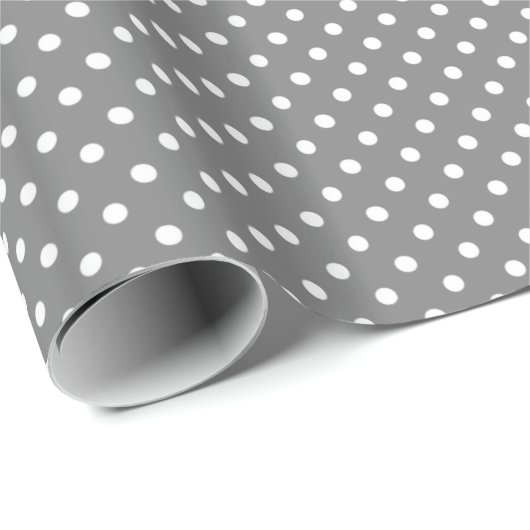 Koel grijs en wit polkadots patroon cadeaupapier (Rol Hoek)
