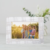 Koel grijs en zilver eenvoudig geruit frame folie feestdagenkaart (Staand Voorkant)