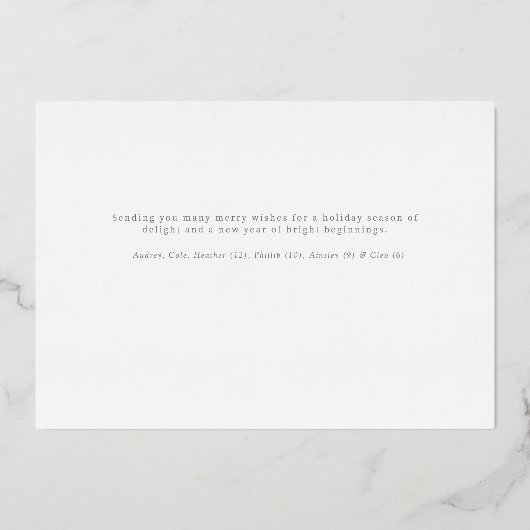 Koel grijs en zilver eenvoudig geruit frame folie feestdagenkaart (Achterkant)