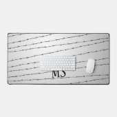Koel grijs wit zwart prikkeldraad patroon Monogram Bureaumat (Keyboard & Muis)