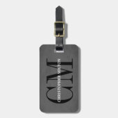 Koel Grijs Zwart Vet Monogram Bagagelabel (Voorkant verticaal)