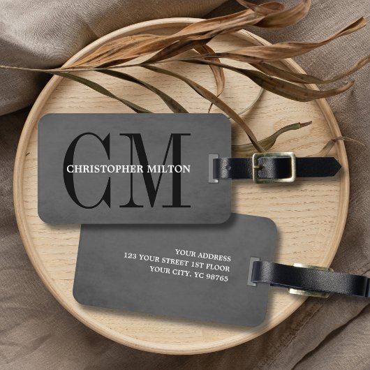 Koel Grijs Zwart Vet Monogram Bagagelabel