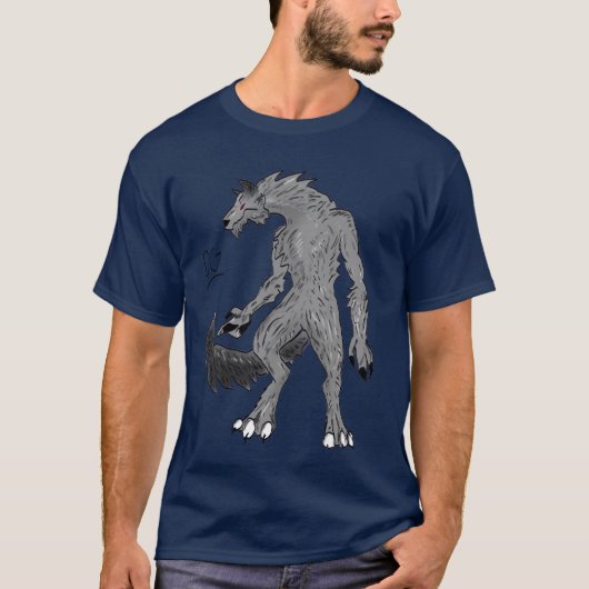 Koel grijze wolf met rode ogen Mannen T-shirt (Voorkant)