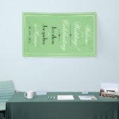 Koel groen chic wit-zwarte script bruiloft welkom spandoek (Beurs)