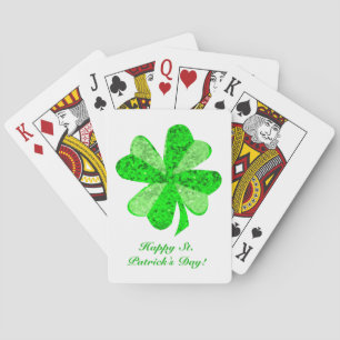 Koel groen glinsterende klavertje St. Patrick's Da Pokerkaarten