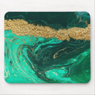 Koel groen marmer goud glitters muismat
