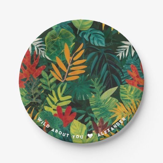 Koel groen tropisch groen blad Oerwoud verf Papieren Bordje (Voorkant)