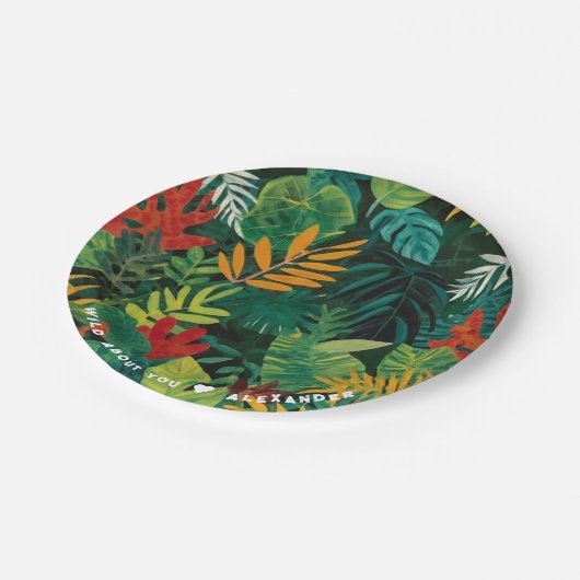 Koel groen tropisch groen blad Oerwoud verf Papieren Bordje (Gekanteld)