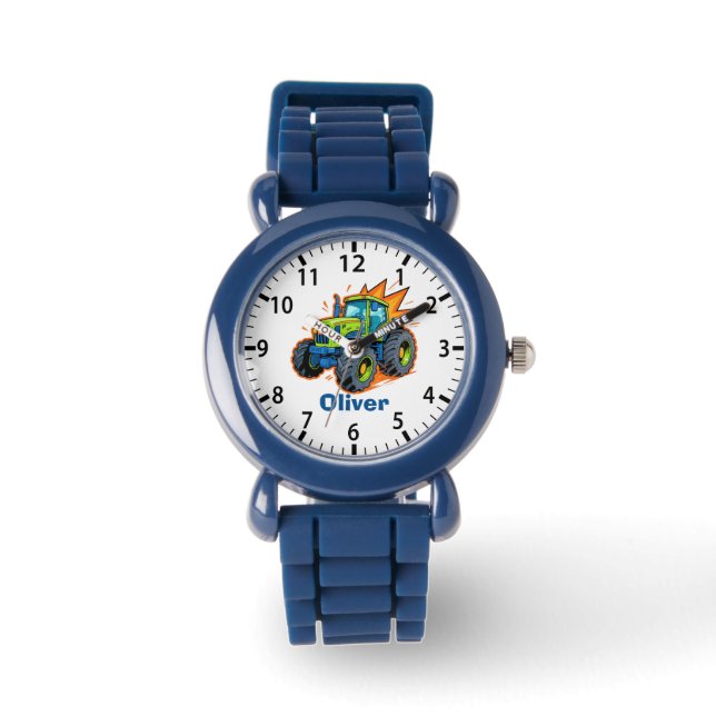 Koel groene boerentractor horloge (Voorkant)
