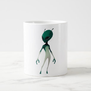 Koel groene buitenaardse illustratie - moderne sci grote koffiekop