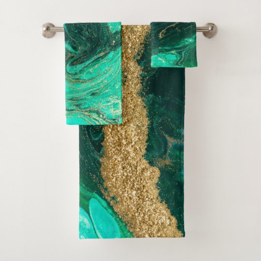 Koel groene goud marmer steen bad handdoek (Insitu)