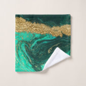 Koel groene goud marmer steen bad handdoek (Wasdoekje)