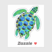 Koel groene Zee schildpad in acryl Sticker (Vel)