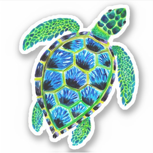 Koel groene Zee schildpad in acryl Sticker (Voorkant)