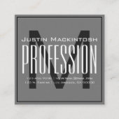 Koel groot modern Initiaal | Zwart-wit Vierkante Visitekaartje (Voorkant)