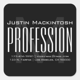 Koel groot modern Initiaal | Zwart-witplein Vierkante Sticker