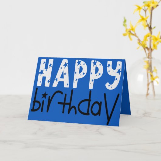 Koel Grote Typografie Gelukkig Verjaardag Ster Bla Kaart (Gele Bloem)