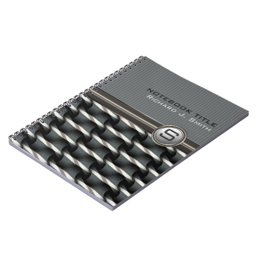 Koel Guy Abstract Steel Pattern Monogram Notitiebo Notitieboek (Linkerzijde)