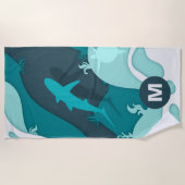 Koel haaien- en schildpad abstract kunstmonogram strandlaken (Voorkant)