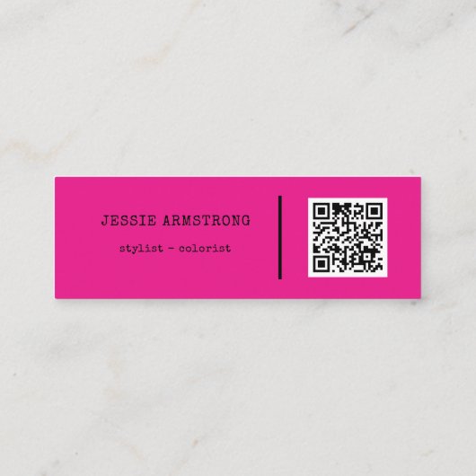 Koel Haarstylist QR Code Roze mini Visitekaartje (Achterkant)