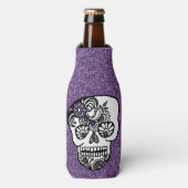 Koel halloween dag van de dode glitter Sugar Skull Flesjeskoeler (Fles Voorkant)