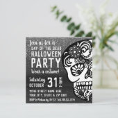 Koel halloween dag van de dode glitter Sugar Skull Kaart (Staand voorkant)