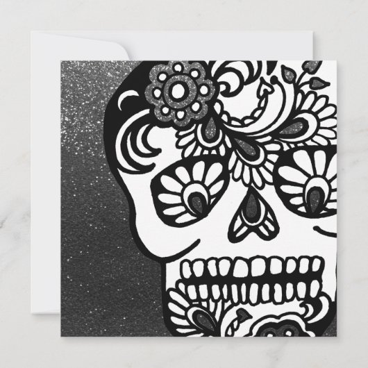 Koel halloween dag van de dode glitter Sugar Skull Kaart (Achterkant)