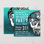 Koel halloween dag van de dode glitter Sugar Skull Kaart (Voorkant / Achterkant)