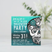 Koel halloween dag van de dode glitter Sugar Skull Kaart (Staand voorkant)